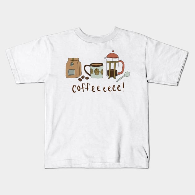 Coffeeee! Kids T-Shirt by LauraKatMax